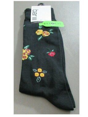 Bar III Men's 1-Pair Casual Novelty Socks, Black With Roses, Shoe Size 7-12